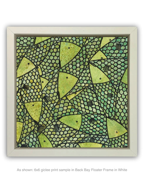 Green Gold Sardines | Framed Giclee Print on Canvas